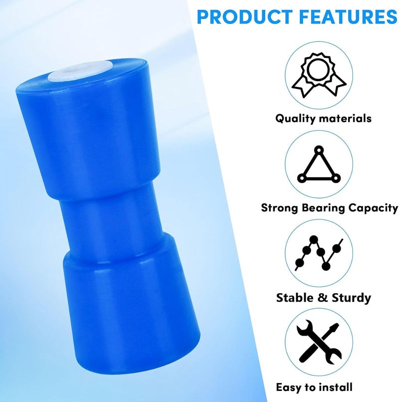 BALAVA Boat Trailer Roller 8/10/12in,Keel Rollers for Boat Trailer,Heavy Duty PU Bow Roller Boat Trailer Accessories Replacement Boat Trailer Parts Fits 5/8" Shaft (Blue,1/2 Pack) - Image 5